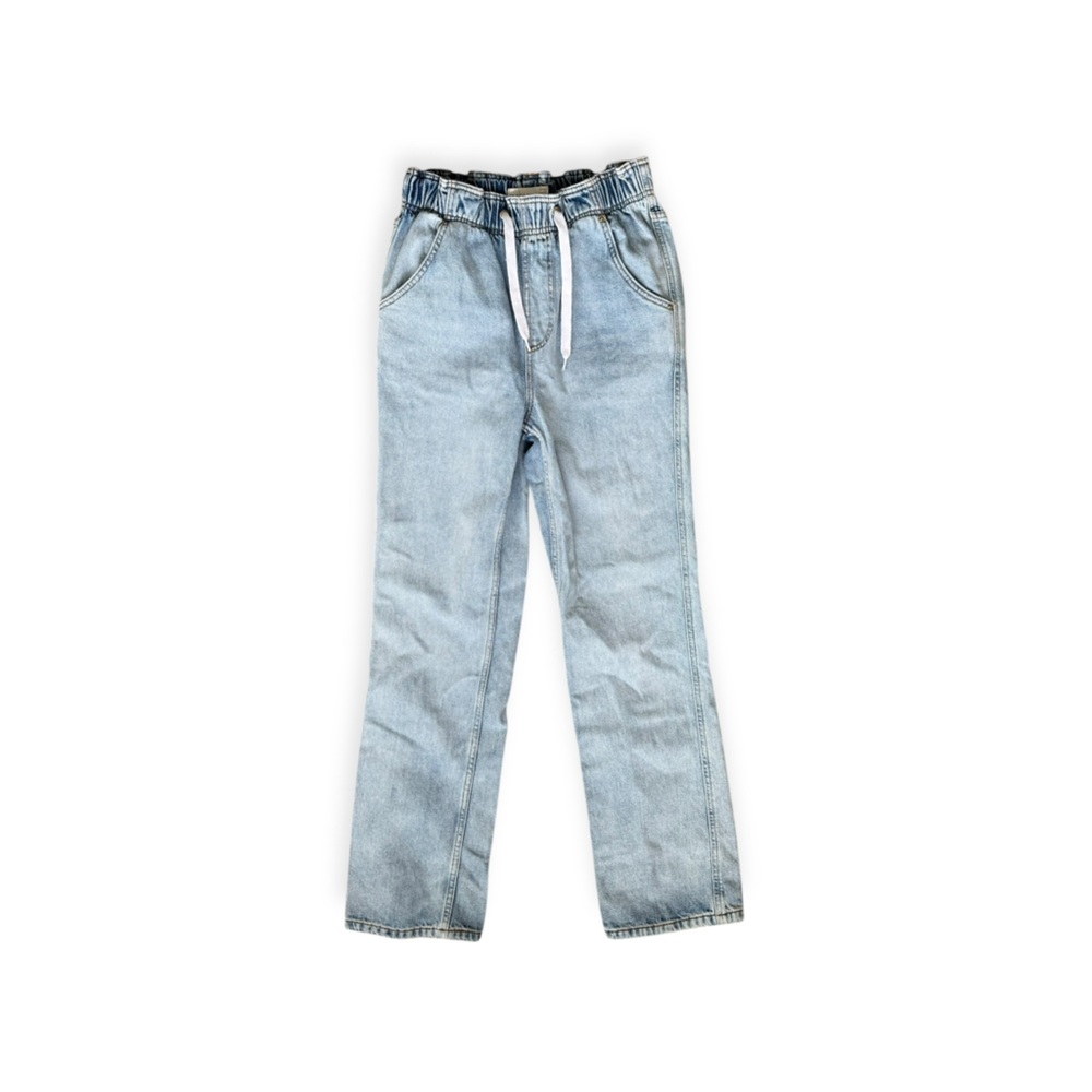 Topshop Light Wash Straight Leg Jeans with Drawstring